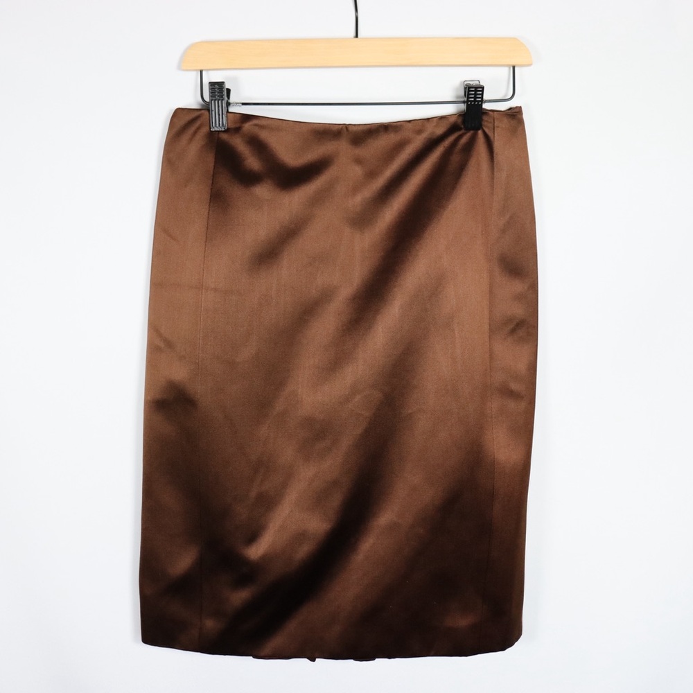 Peter Som Brown Satin Pencil Skirt NWT Size Small